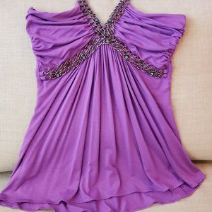 Purple flowing halter top